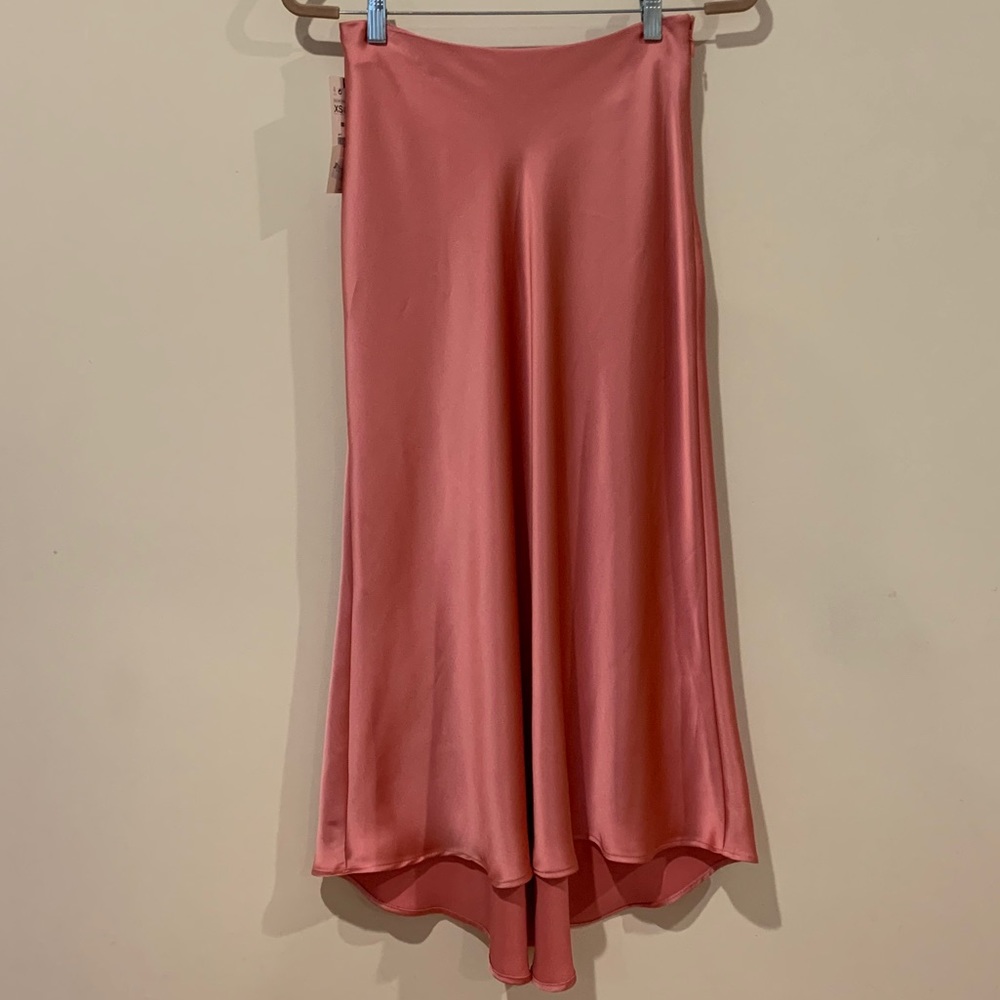 ZARA Satin Effect Skirt // Pink Midi Skirt NWT
